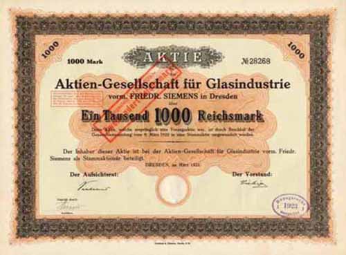 AG fr Glasindustrie vorm. Friedr. Siemens