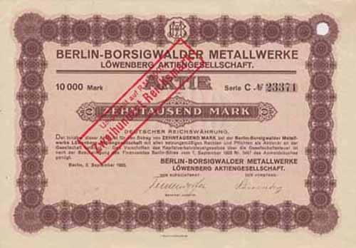 Berlin-Borsigwalder Metallwerke Lwenberg