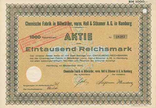 Chemische Fabrik in Billwärder, vorm. Hell & Sthamer
