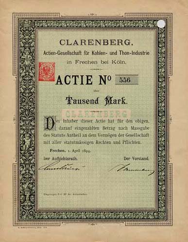 CLARENBERG, AG fr Kohlen- und Thon-Industrie