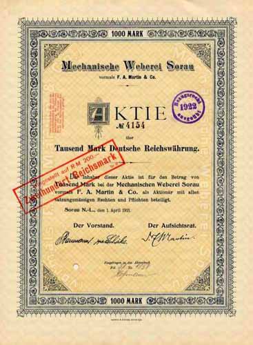 Mechanische Weberei Sorau vorm. F.A. Martin & Co.