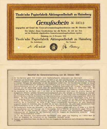 Thode'sche Papierfabrik zu Hainsberg