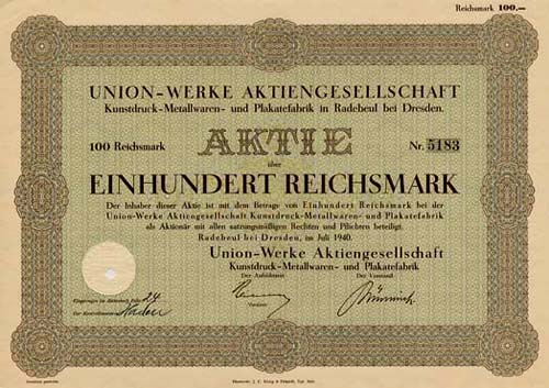 Union-Werke AG Kunstdruck-Metallwaren- und Plakatefabrik