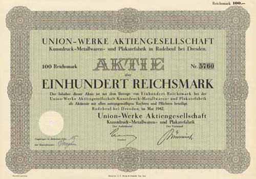 Union-Werke AG Kunstdruck-Metallwaren- und Plakatefabrik