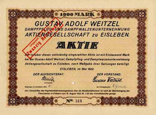 Gustav Adolf Weitzel Dampfpflug- und Dampfwalzenunternehmung