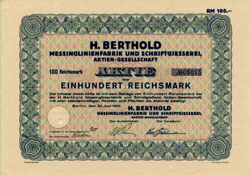 H. Berthold Messinglinienfabrik und Schriftgiesserei