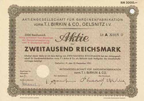 AG für Gardinenfabrikation vorm. T. I. Birkin & Co.