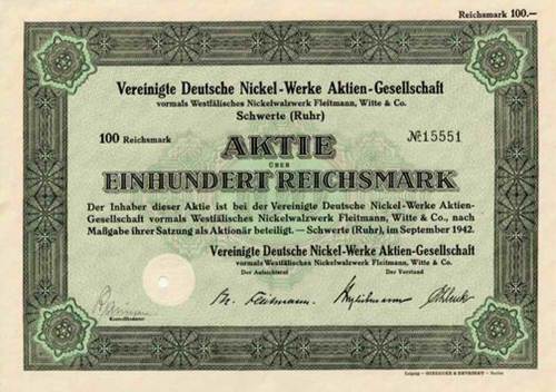 Vereinigte Deutsche Nickel-Werke vormals Westflisches Nickelwalzwerk Fleitmann, Witte & Co.