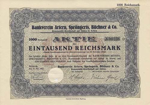 Bankverein Artern, Spröngerts, Büchner & Co.