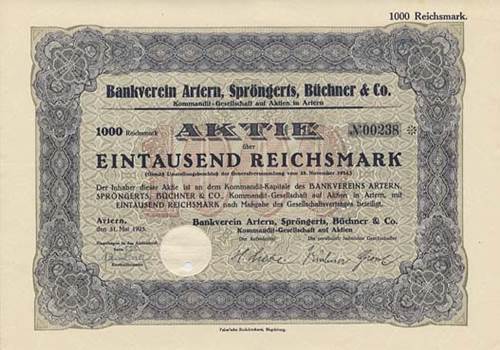 Bankverein Artern, Sprngerts, Bchner & Co.