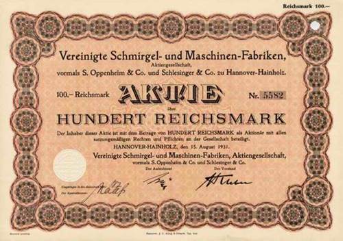 Vereinigte Schmirgel- und Maschinen- Fabriken vormals S. Oppenheimer & Co. und Schlesinger & Co.