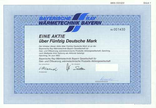 Bayerische Ray-Wärmetechnik Bayern Gesellschaft für Gas- und Ölfeuerung, wärmetechnische Produkte
