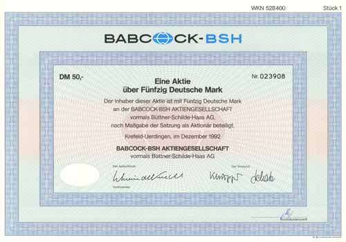 BABCOCK-BSH vormals Bttner-Schilde-Haas