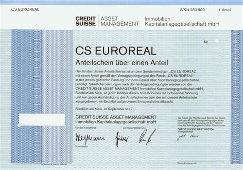 CREDIT SUISSE ASSET MANAGEMENT Immobilien Kapitanlages.GmbH