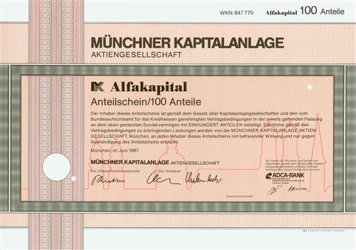 Mnchner Kapitalanlage Aktiengesellschaft