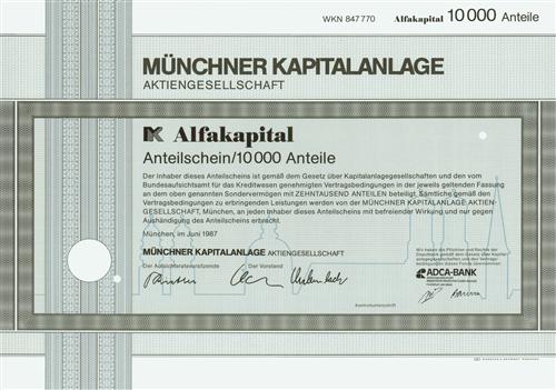 Mnchner Kapitalanlage Aktiengesellschaft