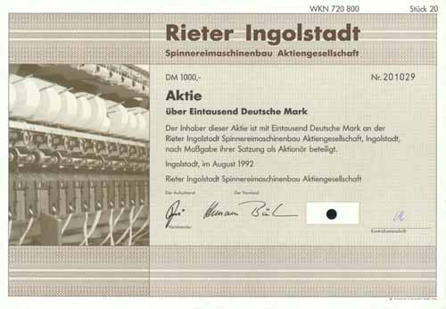 Rieter Ingolstadt Spinnereimaschinenbau