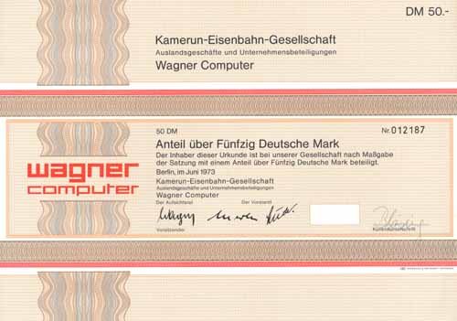 Kamerun-Eisenbahn-Gesellschaft, Wagner Computer