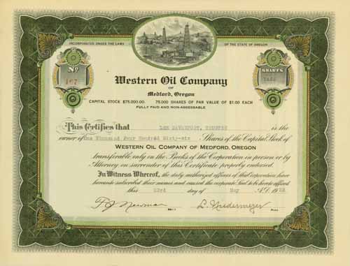 Western Oil Company of Medford, Oregon