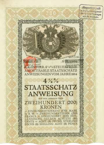 Österreich - Staatsschatzanweisung von 1914