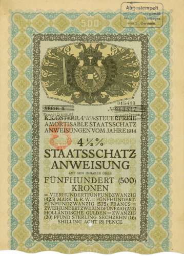 Österreich - Staatsschatzanweisung von 1914