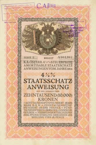 Österreich - Staatsschatzanweisung von 1914