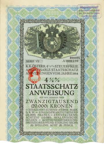 Österreich - Staatsschatzanweisung von 1914