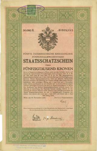 Österreich - 5. Kriegsanleihe, Staatsschatzschein