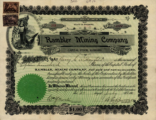 Stock Certificate Portland and Kennebec Coal Mining Company 