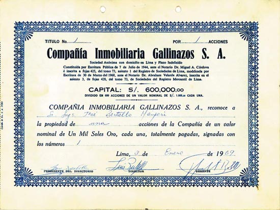 Compañia Inmobiliaria Gallinazos S. A.