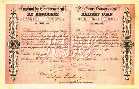 Honduras Government Railway Loan / Emprunt du Governement de Honduras