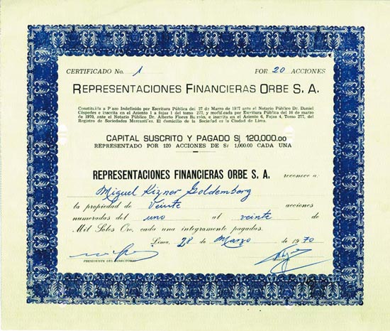 Representaciones Financieras Orbe S. A.
