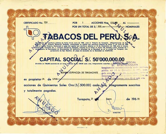 Tabacos del Peru, S. A.