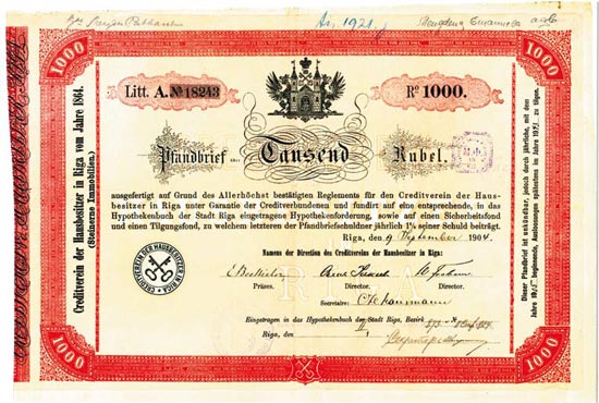 Creditverein der Hausbesitzer in Riga vom Jahre 1864 (Steinerne Immobilien)