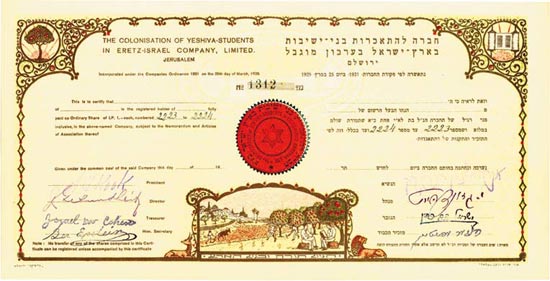 Colonisation of Yeshiva-Students in Eretz-Israel Company, Limited