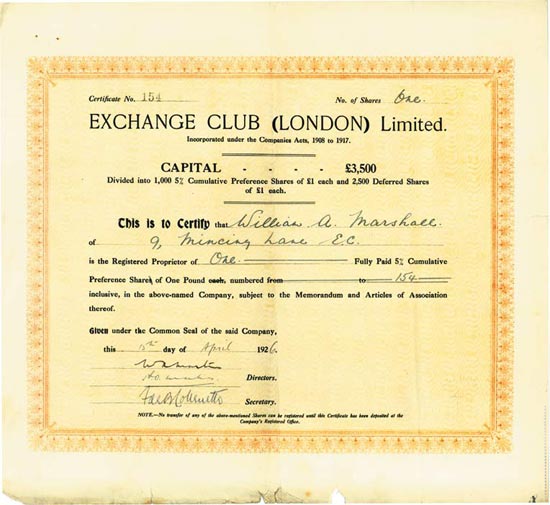Exchange Club (London) Limited
