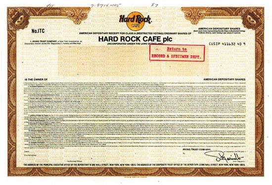 Hard Rock Cafe plc