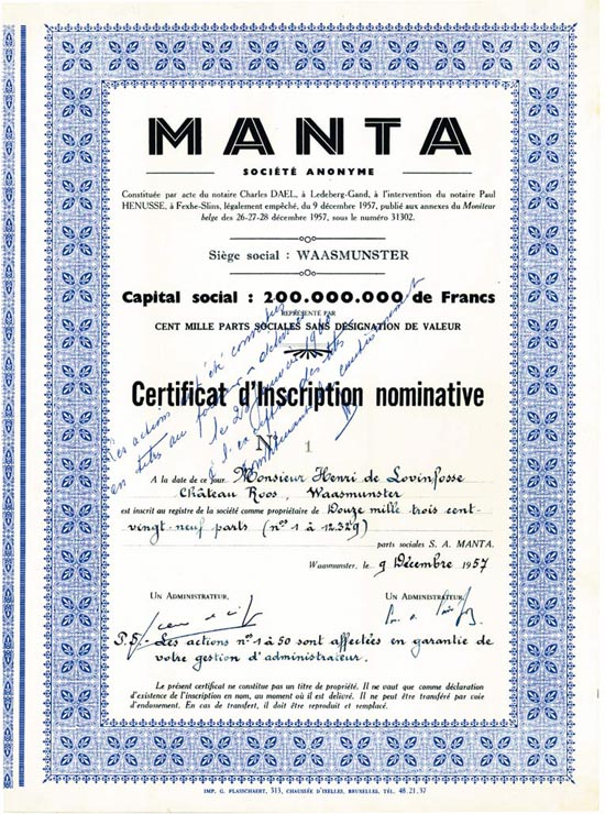 MANTA Société Anonyme
