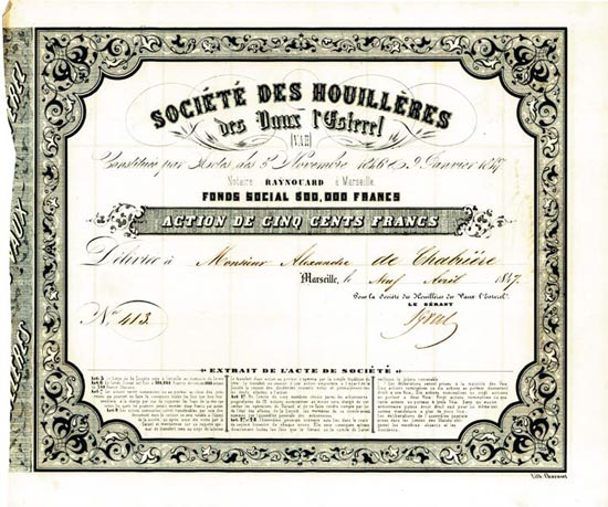 Société des Houilléres des Vaux l'Esterel