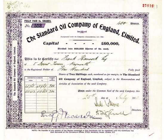 Standard Oil Company of England, Limited