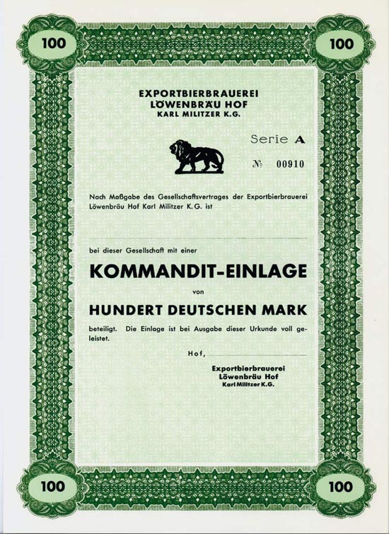 Exportbierbrauerei Löwenbräu Hof Karl Militzer K.G.