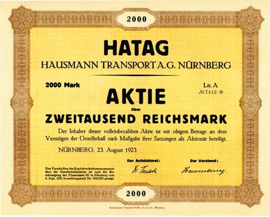 HATAG Hausmann Transport A.G. Nürnberg