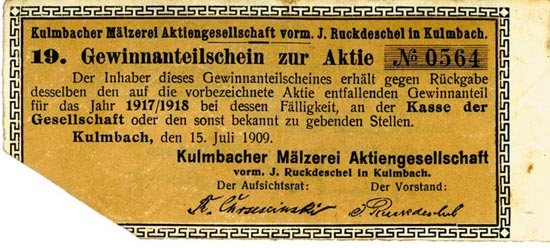 Kulmbacher Mälzerei Aktiengesellschaft vorm. J. Ruckdeschel in Kulmbach
