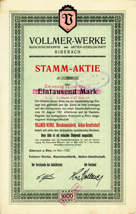 Vollmer-Werke Maschinenfabrik AG