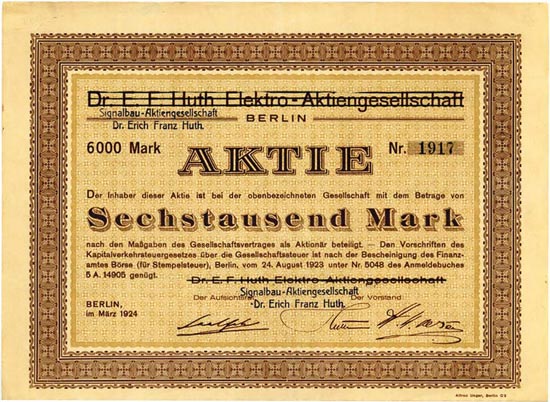 Dr. E. F. Huth Elektro-AG (Signalbau-Aktiengesellschaft Dr. Erich Franz Huth)