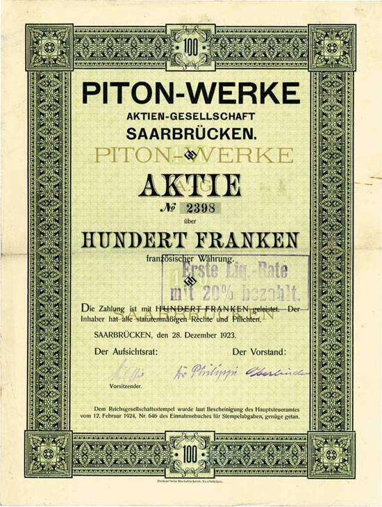 Piton-Werke AG Saarbrücken