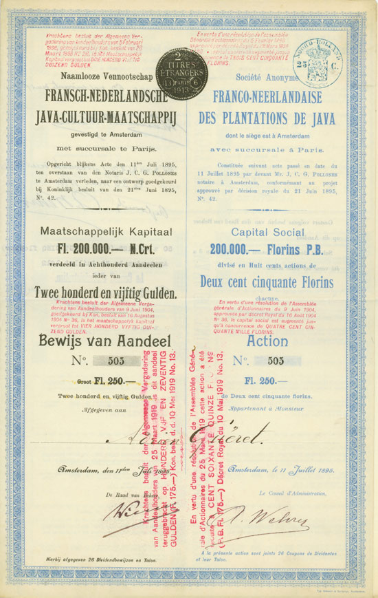 Naamlooze Vennootschap Fransch-Nederlandsche Java-Cultur-Maatschappij / Société Anonyme Franco-Neerlandaise des Plantations de Java