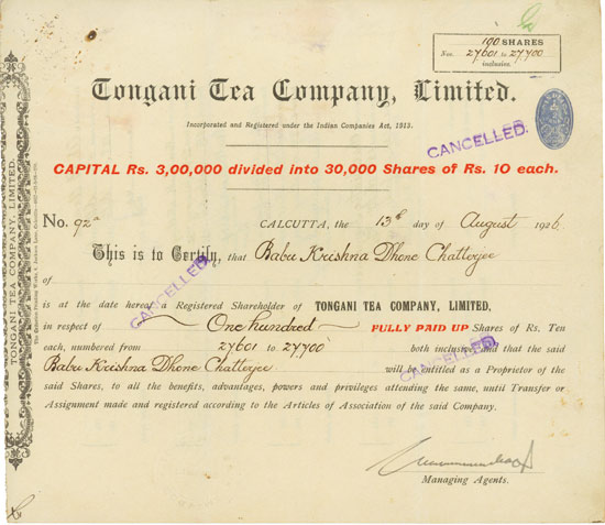 Tongani Tea Company, Limited