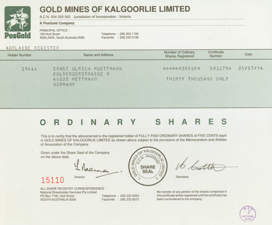 Gold Mines of Kalgoorlie Limited