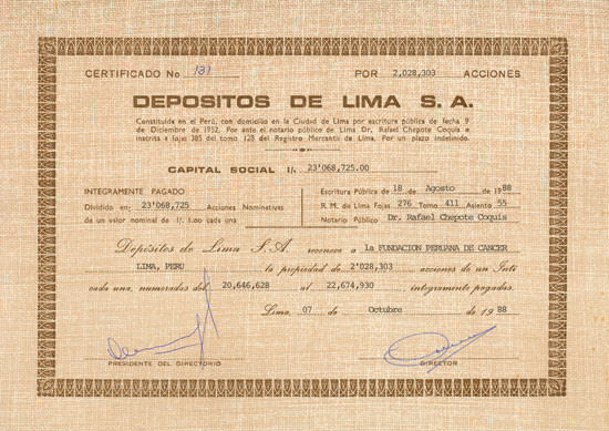 Depositos de Lima S. A.